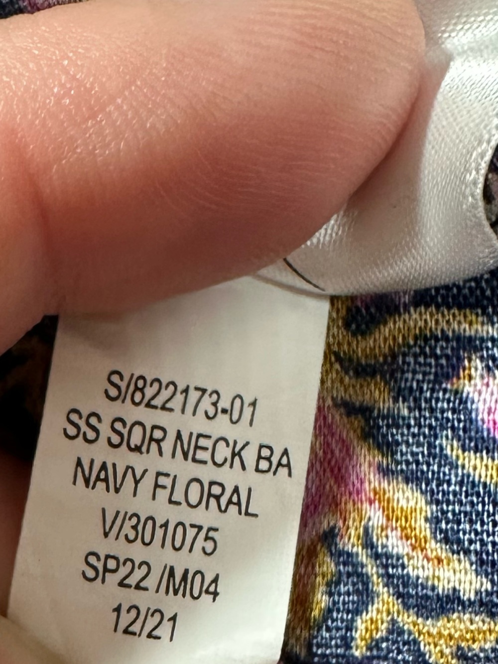 Old Navy Peasant Top Puff Sleeve Navy Floral Print - Picture 5 of 8
